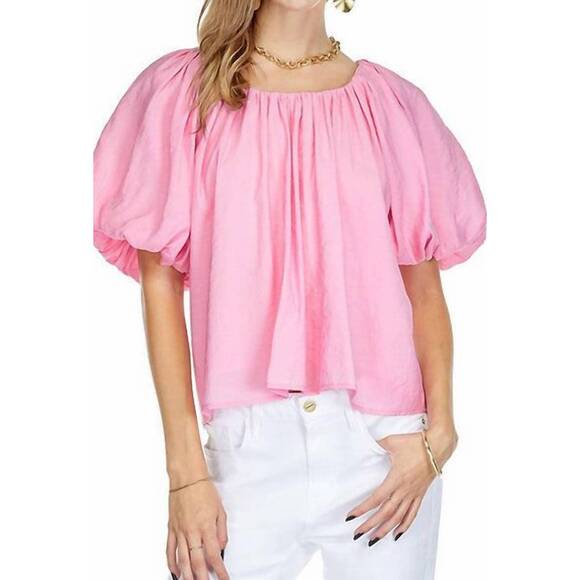 JOY JOY Tops - NEW JOY JOY puff sleeve swing top in soft pink